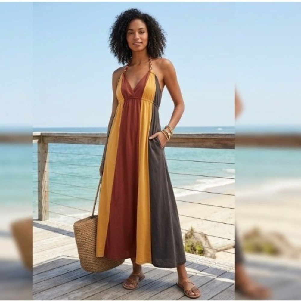 Mossimo Supply Halter Beach Dress Cotton Brown